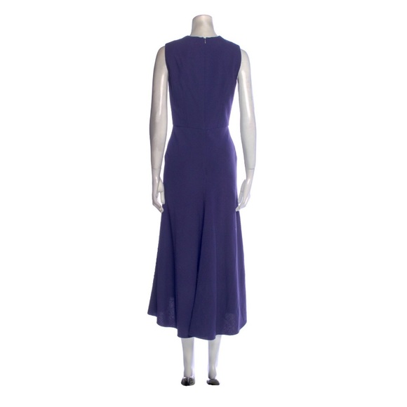 ALEXANDER McQUEEN  Midnight Blue Wool Crepe Midi A-Line Dress - Picture 5 of 5